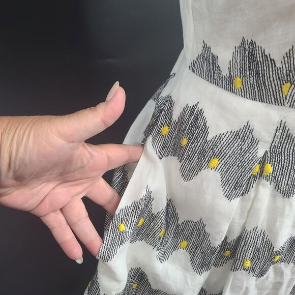 Anthropologie Corey Lynn Calter Frequence Linen abstract dress Sz 2 Resort wear - Picture 5 of 12